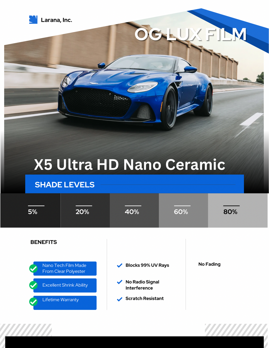 OG LUX FILM X5 Super HD Nano Ceramic 2ply 36inch x 100feet