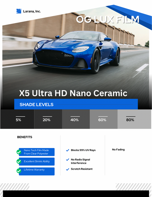 OG LUX FILM X5 Super HD Nano Ceramic 2ply 24inch x 100feet